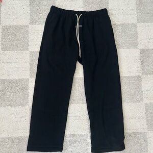 Essentials Black Sweatpants with Cream Drawstring